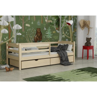Detská posteľ z masívu borovice MIKULÁŠ so šuplíkmi - 180x80 cm - PRÍRODNÁ BOROVICA