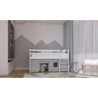 Detská vyvýšená posteľ z masívu borovice PORTO - 180x80 cm - biela