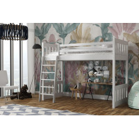 Detská vyvýšená posteľ z masívu borovice ALVIN - 180x80 cm - BIELA