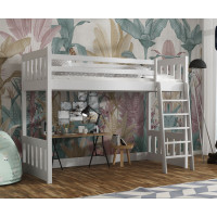 Detská vyvýšená posteľ z masívu borovice ALVIN - 180x80 cm - BIELA