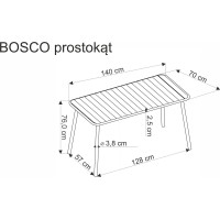Záhradný stôl BOSCO - 140x70 cm - biely