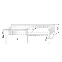 Detská Montessori posteľ z masívu borovice Basic LOVE - 200x140 cm