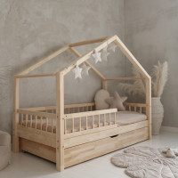 Detská domčeková posteľ z masívu borovice Bedhouse BELLO (so šuplíkom/s prístelkou) - 160x80 cm