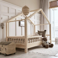 Detská domčeková posteľ z masívu borovice Bedhouse BELLO (so šuplíkom/s prístelkou) - 160x80 cm