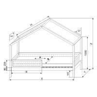 Detská domčeková posteľ z masívu borovice Bedhouse BELLO (so šuplíkom/s prístelkou) - 160x80 cm