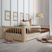 Detská Montessori posteľ z masívu borovice BASIC - 160x80 cm