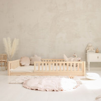 Detská Montessori posteľ z masívu borovice Basic LOVE - 200x140 cm