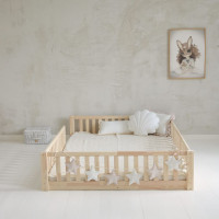 Detská Montessori posteľ z masívu borovice Basic LOVE - 200x140 cm