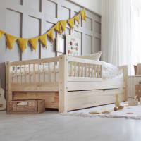 Detská posteľ z masívu borovice Basic BELLO (so šuplíkom/s prístelkou) - 180x80 cm [CLONE]