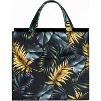 Obojstranná plážová podložka 180x50x3 cm - čierna/Golden Palms