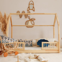Detská domčeková Montessori posteľ z masívu borovice PIOLI DUO - 200x90 cm