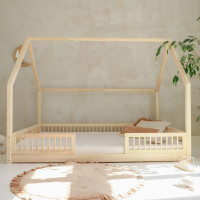 Detská domčeková Montessori posteľ z masívu borovice PIOLI DUO - 200x140 cm