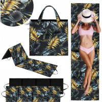 Obojstranná plážová podložka 180x50x3 cm - čierna/Golden Palms