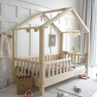 Detská domčeková posteľ z masívu borovice Bedhouse FENCE (so šuplíkom/s prístelkou) - 200x90 cm