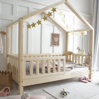 Detská domčeková posteľ z masívu borovice Bedhouse FENCE (so šuplíkom/s prístelkou) - 200x90 cm
