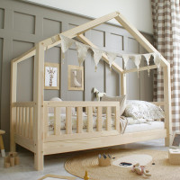 Detská domčeková posteľ z masívu borovice Bedhouse FENCE (so šuplíkom/s prístelkou) - 200x90 cm