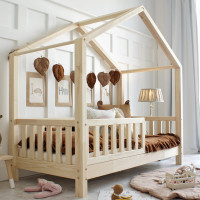 Detská domčeková posteľ z masívu borovice Bedhouse FENCE (so šuplíkom/s prístelkou) - 200x90 cm
