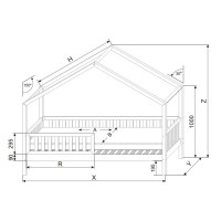 Detská domčeková posteľ z masívu borovice Bedhouse FENCE (so šuplíkom/s prístelkou) - 200x90 cm