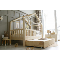 Detská domčeková posteľ z masívu borovice Bedhouse FENCE (so šuplíkom/s prístelkou) - 160x80 cm