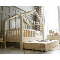 Detská domčeková posteľ z masívu borovice Bedhouse FENCE (so šuplíkom/s prístelkou) - 160x80 cm