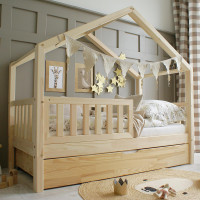 Detská domčeková posteľ z masívu borovice Bedhouse FENCE (so šuplíkom/s prístelkou) - 160x80 cm