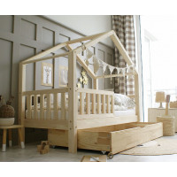 Detská domčeková posteľ z masívu borovice Bedhouse FENCE (so šuplíkom/s prístelkou) - 160x80 cm