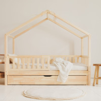 Detská domčeková posteľ z masívu borovice Bedhouse FENCE (so šuplíkom/s prístelkou) - 180x80 cm