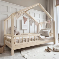 Detská domčeková posteľ z masívu borovice Bedhouse BELLO (so šuplíkom/s prístelkou) - 200x90 cm