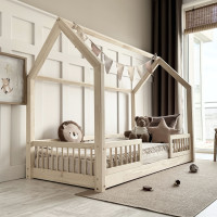 Detská domčeková Montessori posteľ z masívu borovice PIOLI DUO - 200x90 cm