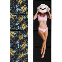 Obojstranná plážová podložka 180x50x3 cm - čierna/Golden Palms