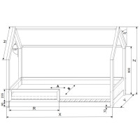 Detská domčeková Montessori posteľ z masívu borovice PIOLI - 200x90 cm