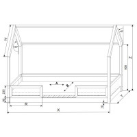 Detská domčeková Montessori posteľ z masívu borovice PIOLI DUO - 180x80 cm