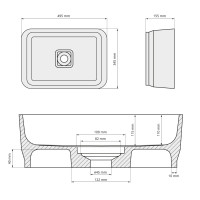 Polysan BANERA SQUARE umývadlo na dosku, liaty mramor, 50x36cm, biela/béžová mat 14596.82