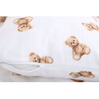 Detské bavlnené obliečky do postieľky 120x90 cm BABYMAM PREMIUM - Medvedík Teddy - biele
