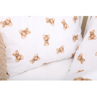 Detské bavlnené obliečky do postieľky 120x90 cm BABYMAM PREMIUM - Medvedík Teddy - biele