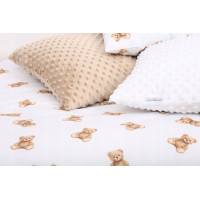 Detské bavlnené obliečky do postieľky 120x90 cm BABYMAM PREMIUM - Medvedík Teddy - biele