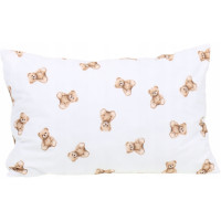 Detské bavlnené obliečky do postieľky 120x90 cm BABYMAM PREMIUM - Medvedík Teddy - biele