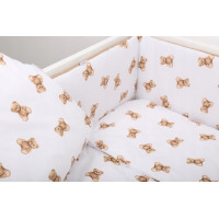 Detské bavlnené obliečky do postieľky 120x90 cm BABYMAM PREMIUM - Medvedík Teddy - biele