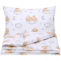 Detské bavlnené obliečky do postieľky 135x100 cm BABYMAM PREMIUM - Medvedík v oblakoch