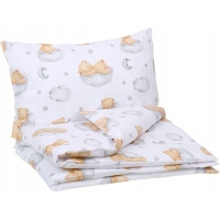 Detské bavlnené obliečky do postieľky 135x100 cm BABYMAM PREMIUM - Medvedík v oblakoch