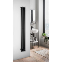 Sapho PILON vykurovacie teleso 196x1800mm, s tromi háčikmi pre uterák, čierna mat IZ128T