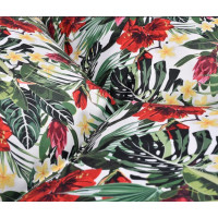 Vodeodolný sedací MAXI vankúš 100x15 cm do závesného kresla - červené kvety / sivý