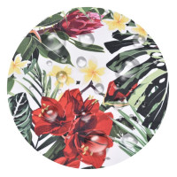 Vodeodolný sedací MAXI vankúš 100x15 cm do závesného kresla - červené kvety / sivý