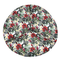 Vodeodolný sedací MAXI vankúš 100x15 cm do závesného kresla - červené kvety / sivý
