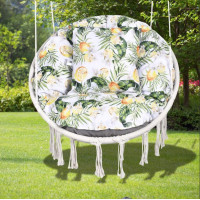 Vodeodolný sedací MAXI vankúš 100x15 cm do závesného kresla - citróny/sivý