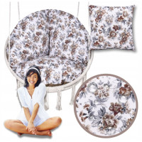 Vodeodolný sedací MAXI vankúš 100x15 cm do závesného kresla - hnedé kvety / hnedý