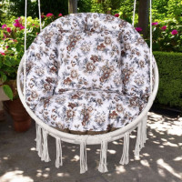 Vodeodolný sedací MAXI vankúš 100x15 cm do závesného kresla - hnedé kvety / hnedý