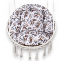 Vodeodolný sedací MAXI vankúš 100x15 cm do závesného kresla - hnedé kvety / hnedý