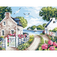 NORIMPEX Diamantové maľovanie Domčeky pri jazere 30x40cm