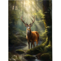 NORIMPEX Diamantové maľovanie Jeleň pri lesnom potoku 30x40cm